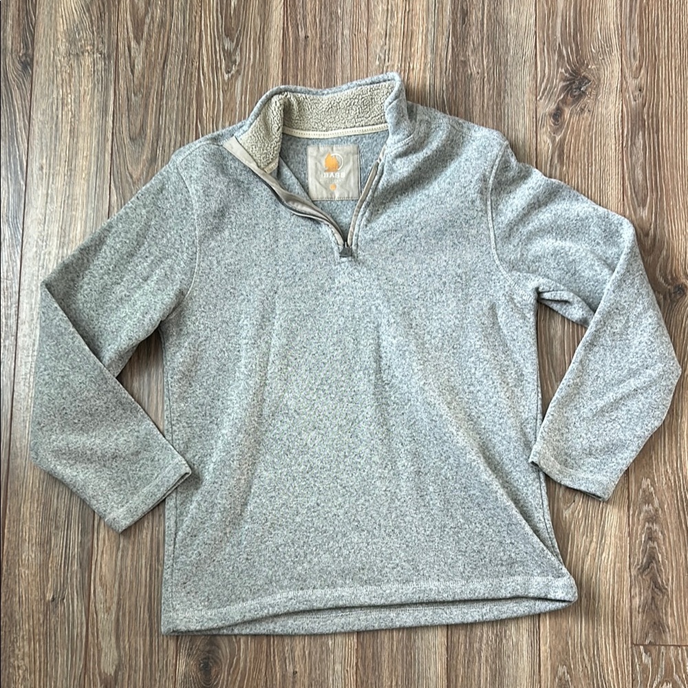 Bass Gray Quarter Zip Up Sweater Soft Knit Casual